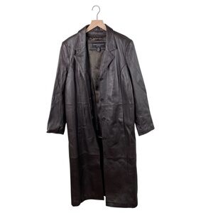 Vintage 90s Y2K Centigrade Leather Trench Coat Womens Size Medium Zip Out Lining